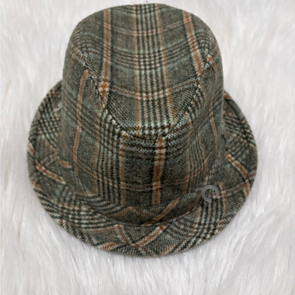 Classic Gentleman Plaid Green and Tan Fedora Hat